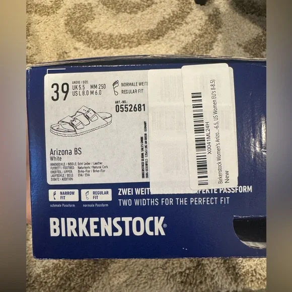 White Birkenstock Arizona Leather Sandals, 39, NIB - Picture 6 of 6